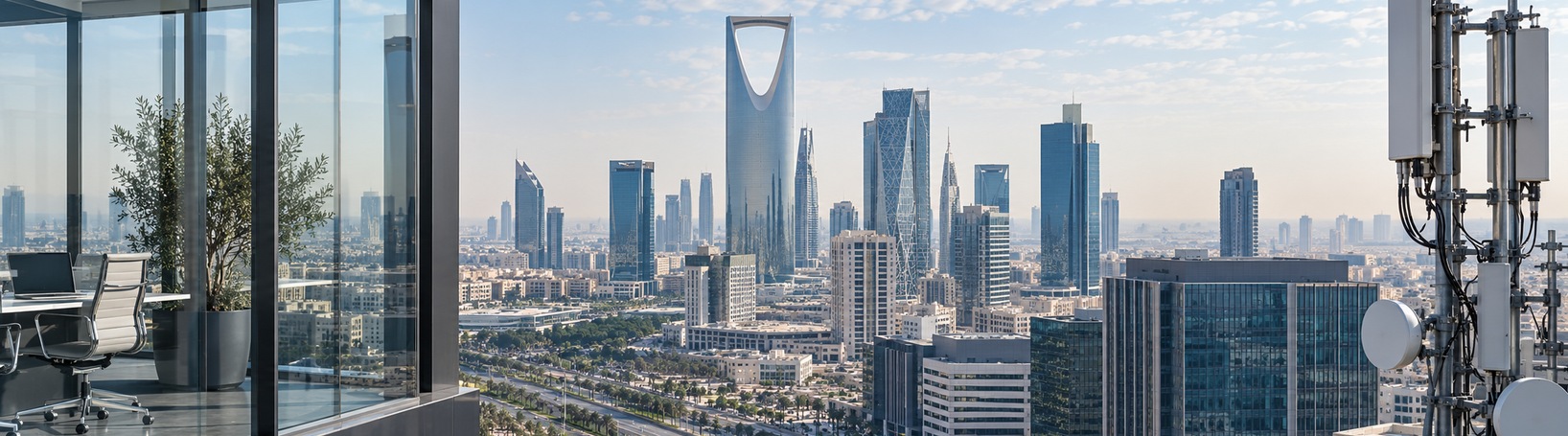 Riyadh skyline and digital infrastructure supporting enterprise AI in Saudi Arabia