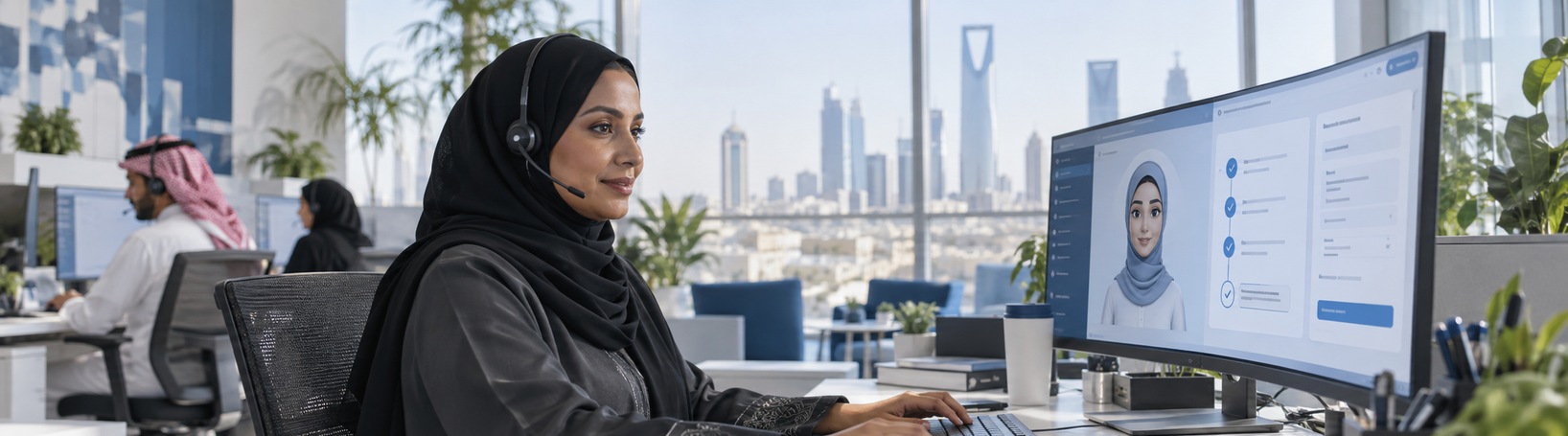 Saudi professional using an AI-enabled enterprise service platform