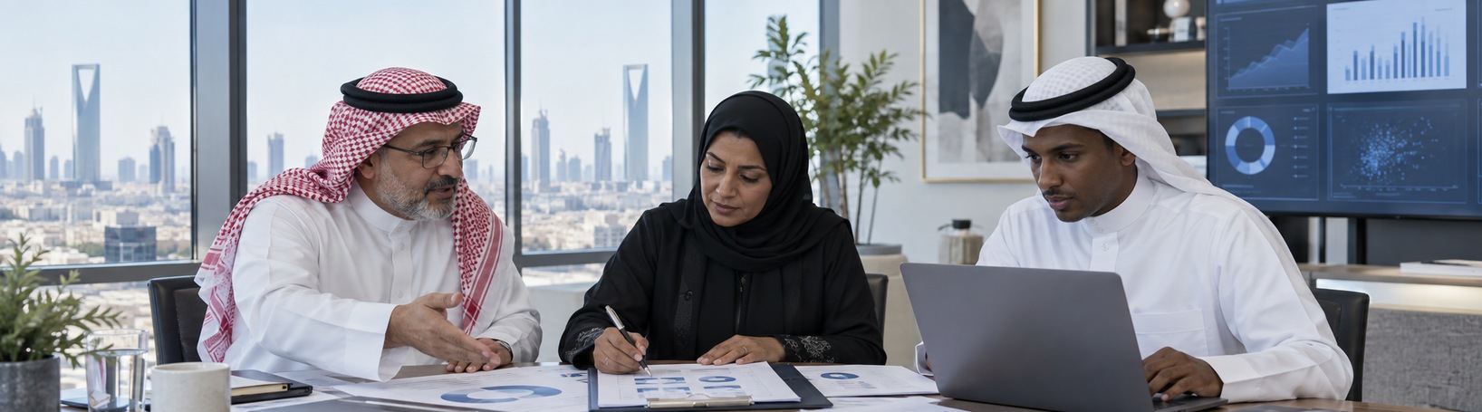 Saudi cross-functional team reviewing responsible AI governance and compliance controls
